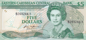 East Caribbean States, 5 Dollars, 1988/1993, UNC(-), p22a
UNC(-)
Queen Elizabeth II. Potrait
Estimate: $35-70