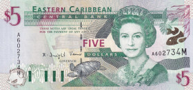 East Caribbean States, 5 Dollars, 2000, UNC, p37m
UNC
Queen Elizabeth II. Potrait. Montserrat
Estimate: $15-30
