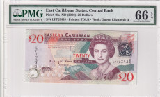 East Caribbean States, 20 Dollars, 2008, UNC, p49a
UNC
PMG 66 EPQ, Queen Elizabeth II. Potrait
Estimate: $30-60