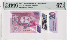 East Caribbean States, 20 Dollars, 2019, UNC, p57
UNC
PMG 67 EPQ, High condition 
Estimate: $50-100