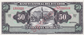 Ecuador, 50 Sucres, 1957/1982, UNC, p116s, SPECIMEN
UNC
Estimate: $75-150