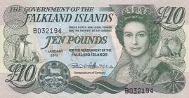 Falkland Islands, 10 Pounds, 2011, UNC, p18
UNC
Queen Elizabeth II portrait, Polymer plastic banknote
Estimate: $25-50