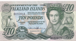 Falkland Islands, 10 Pounds, 2011, UNC, p18
UNC
Queen Elizabeth II. Potrait
Estimate: $25-50