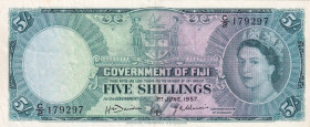 Fiji, 5 Shillings, 1957, XF(-), p51a
XF(-)
Queen Elizabeth II. Potrait
Estimate: $100-200