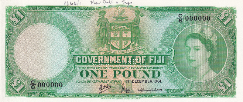 Fiji, 1 Pound, 1961, AUNC, p53ds, SPECIMEN
AUNC
Queen Elizabeth II. Potrait, H...