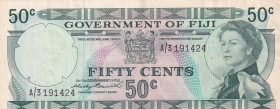 Fiji, 50 Cents, 1971, XF, p64a
XF
Queen Elizabeth II. Potrait, Slightly stained
Estimate: $15-30