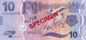 Fiji, 10 Dollars, 2013, UNC, p116s, SPECIMEN
UNC
Estimate: $20-40