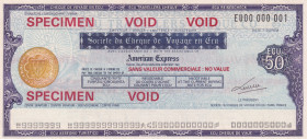 France, 50 Ecu, UNC, SPECIMEN
UNC
Travellers Cheque
Estimate: $50-100