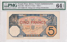French West Africa, 5 Francs, 1925/1926, UNC, p5Bc
UNC
PMG 64 EPQ
Estimate: $225-450