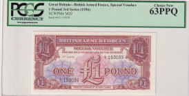 Great Britain, 1 Pound, 1956, UNC, pM29
UNC
PCGS 63 PPQ, British Armed Forces
Estimate: $25-50