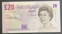 Great Britain, 20 Pounds, 1999/2003, UNC, p390a
UNC
Queen Elizabeth II. Potrait
Estimate: $40-80