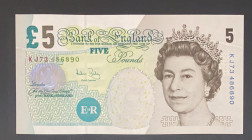 Great Britain, 5 Pounds, 2004, UNC, p391c
UNC
Queen Elizabeth II portrait, Polymer plastic banknote
Estimate: $15-30