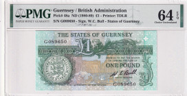 Guernsey, 1 Pound, 1980/1989, UNC, p48a
UNC
PMG 64 EPQ
Estimate: $25-50