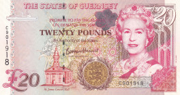 Guernsey, 20 Pounds, 1996, UNC, p58c
UNC
Queen Elizabeth II. Potrait
Estimate: $50-100