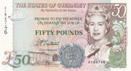 Guernsey, 50 Pounds, 1994, UNC, p59
UNC
Queen Elizabeth II. Potrait
Estimate: $100-200