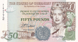 Guernsey, 50 Pounds, 1994, UNC, p59
UNC
Queen Elizabeth II. Potrait
Estimate: $100-200