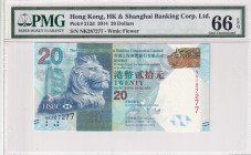 Hong Kong, 20 Dollars, 2014, UNC, p212d
UNC
PMG 66 EPQ
Estimate: $25-50