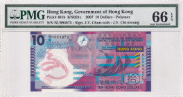 Hong Kong, 10 Dollars, 2007, UNC, p401b
UNC
PMG 66 EPQ
Estimate: $25-50