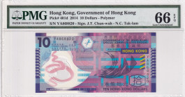 Hong Kong, 10 Dollars, 2014, UNC, p401d
UNC
PMG 66 EPQ
Estimate: $25-50