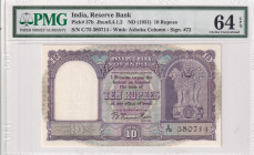 India, 10 Rupees, 1951, UNC, p37b
UNC
PMG 64 EPQ
Estimate: $100-200