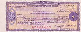 India, 500 Rupees, 19XX, UNC, SPECIMEN
UNC
State Bank of India Travellers Cheque
Estimate: $50-100