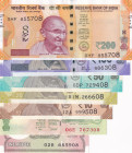 India, 1-5-10-20-50-100-200 Rupees, 2010/2019, UNC, (Total 7 banknotes)
UNC
Estimate: $15-30