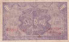 Indonesia, 1 New Rupiah, 1949, FINE(+), p35Da
FINE(+)
There is tape on the back.
Estimate: $350-700