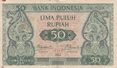 Indonesia, 50 Rupiah, 1952, VF, p45
VF
There are stains and openings.
Estimate: $60-120