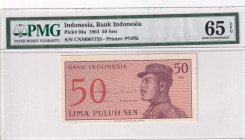 Indonesia, 50 Sen, 1964, UNC, p94a
UNC
PMG 65 EPQ
Estimate: $25-50