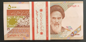 Iran, 5.000 Rials, 2013, UNC, p152, BUNDLE
UNC
(Total 100 consecutive banknotes)
Estimate: $30-60