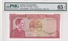 Jordan, 5 Dinars, 1959, UNC, p15b
UNC
PMG 65 EPQ
Estimate: $150-300