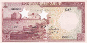 Lebanon, 1 Livre, 1952, UNC, p55s, SPECIMEN
UNC
There are rounded corners.
Estimate: $40-80