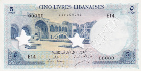 Lebanon, 5 Livres, 1952, UNC, p56s, SPECIMEN
UNC
Estimate: $60-120