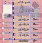 Lebanon, 5.000 Livres, 2014, UNC(-), p91b, (Total 5 consecutive banknotes)
UNC(-)
Estimate: $25-50