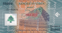 Lebanon, 50.000 Livres, 2014, UNC, p97
UNC
Commemorative banknote, polymer
Estimate: $35-70