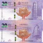 Macau, 20 Patacas, 2019, UNC, pNew, (Total 2 banknotes)
UNC
Commemorative banknote
Estimate: $15-30
