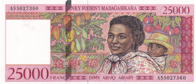 Madagascar, 25.000 Francs=5.000 Ariary, 1998, UNC, p82
UNC
Estimate: $25-50