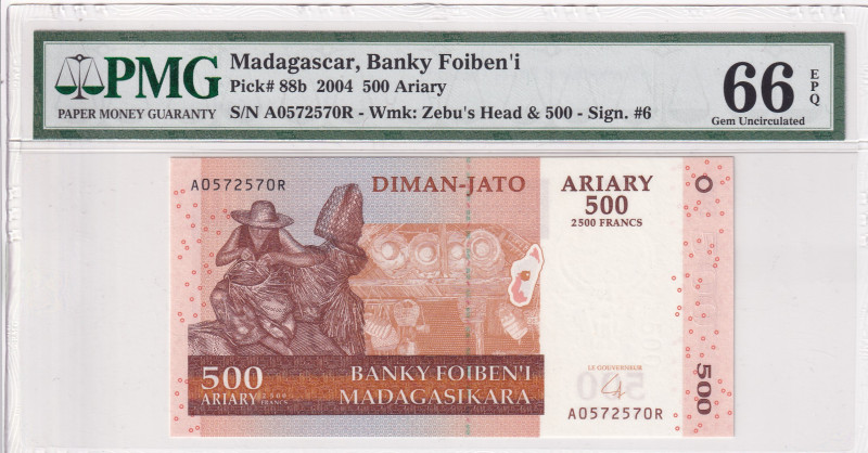 Madagascar, 500 Ariary, 2004, UNC, p88b
UNC
PMG 66 EPQ
Estimate: $25-50