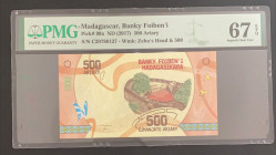 Madagascar, 500 Ariary, 2017, UNC, p99a
UNC
PMG 67 EPQ, High condition 
Estimate: $25-50