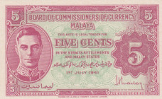Malaya, 5 Cents, 1941, AUNC, p7a
AUNC
King George VI Portrait
Estimate: $30-60