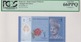Malaysia, 1 Ringgit, 2012, UNC, p51
UNC
PCGS 66 PPQ
Estimate: $25-50