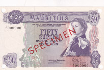 Mauritius, 50 Rupees, 1967, UNC, p33as, SPECIMEN
UNC
Queen Elizabeth II. Potrait
Estimate: $300-600