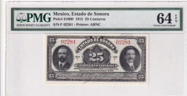 Mexico, 25 Centavos, 1915, UNC, pS1069
UNC
PMG 64 EPQ
Estimate: $50-100