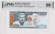 Mongolia, 1.000 Tugrik, 2017, UNC, p67e
UNC
PMG 66 EPQ
Estimate: $25-50