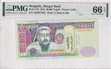 Mongolia, 20.000 Tugrik, 2013, UNC, p71b
UNC
PMG 66 EPQ
Estimate: $25-50