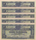 Mozambique, 20 Centavos, 1933, UNC, pR29, (Total 5 banknotes)
UNC
Perforated
Estimate: $25-50