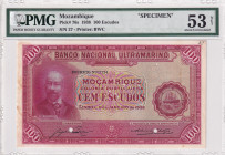 Mozambique, 100 Escudos, 1938, AUNC, p76s, SPECIMEN
AUNC
PMG 53 NET
Estimate: $500-1000