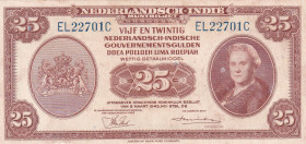 Netherlands Indies, 25 Gulden, 1943, XF, p115
XF
There is wear and tear on the bottom left.
Estimate: $75-150