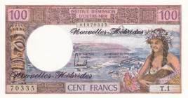 New Hebrides, 100 Francs, 1977, UNC, p18d
UNC
Estimate: $30-60