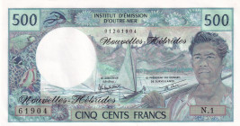 New Hebrides, 500 Francs, 1979, UNC, p19c
UNC
Estimate: $25-50